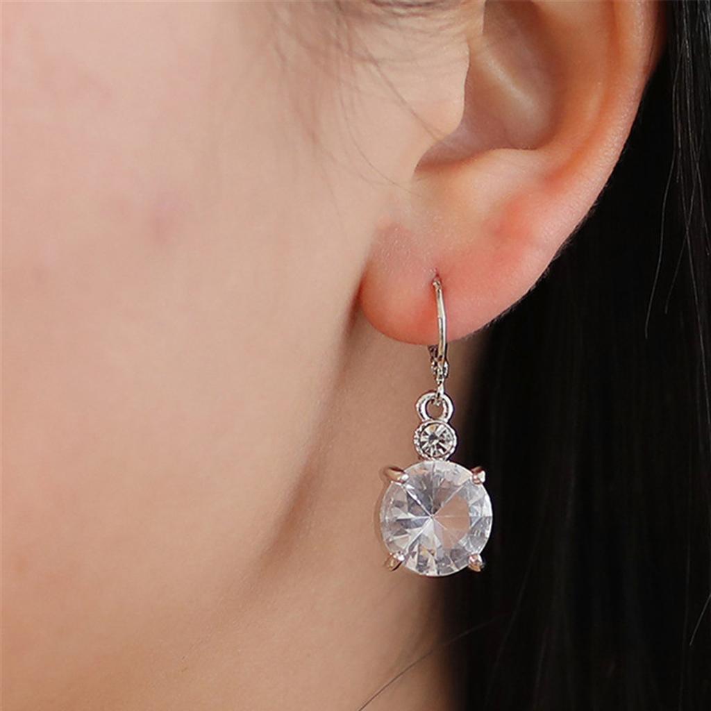 Round Zircon Crystal Crystal Bridal Pendant Necklace Earrings Jewelry Sets