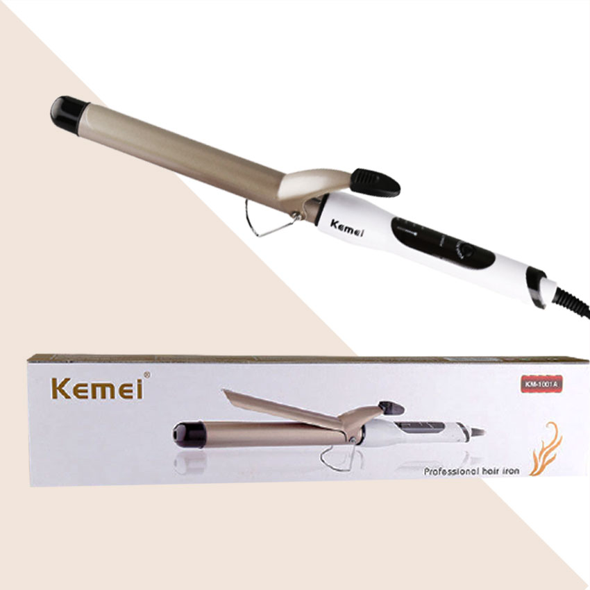 Máy uốn tóc chuyên nghiệp Kemei KM-1001A điều chỉnh 4 mức nhiệt độ chuyên dụng uốn xoăn, uốn cụp, tạo kiểu tóc gợn sóng bồng bềnh Tặng kèm lược chải tóc rồi ( Giao màu ngẫu nhiên )