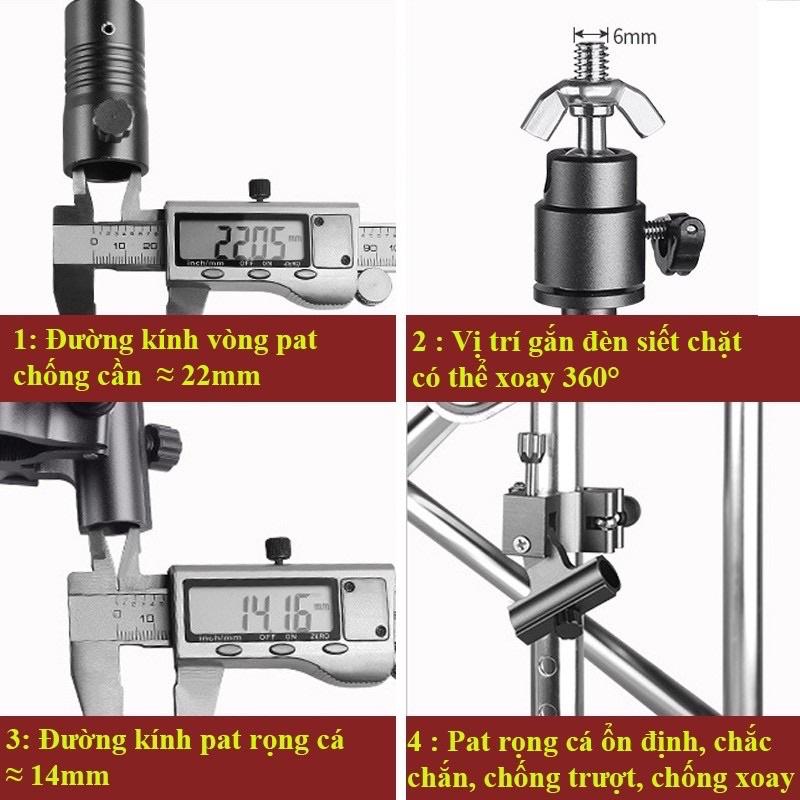 Bộ pat gắn ghế - pat rọng cá - pat chống cần - pat khay mồi - pat đèn câu cá cao cấp