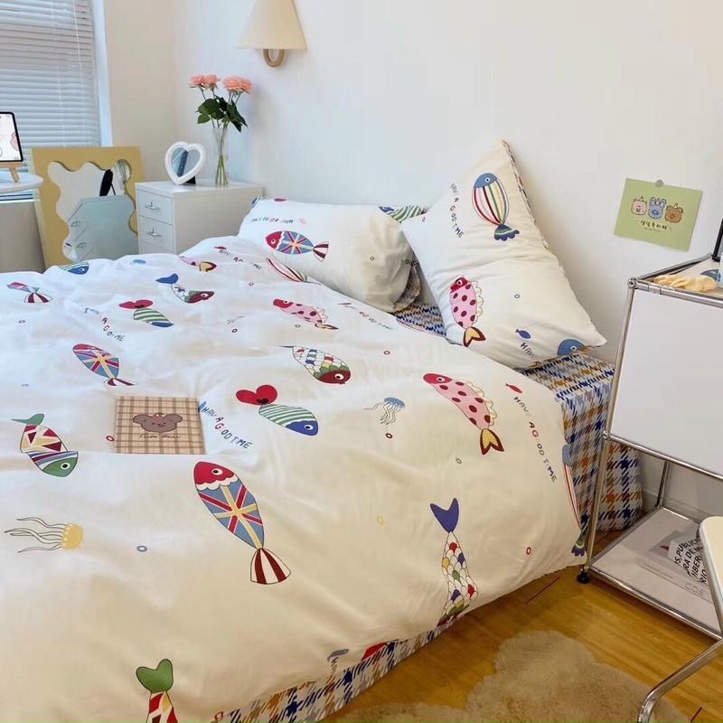 Bộ Chăn Ga Gối Cotton Living Hàng Nhập Khẩu Cao Cấp 4 Món Hình Đáng Yêu