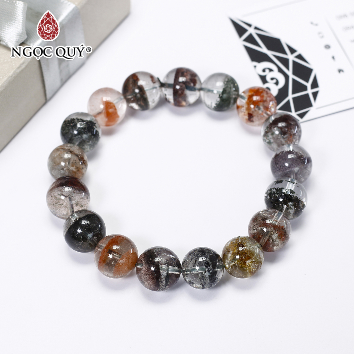 Vòng tay đá ưu linh đa sắc size hạt 13mm - Ngọc Quý Gemstones