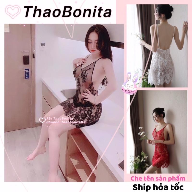 Váy ngủ ren hoa xuyên thấu siêu sexy kèm quần chip. GIAO HOẢ TỐC TPHCM