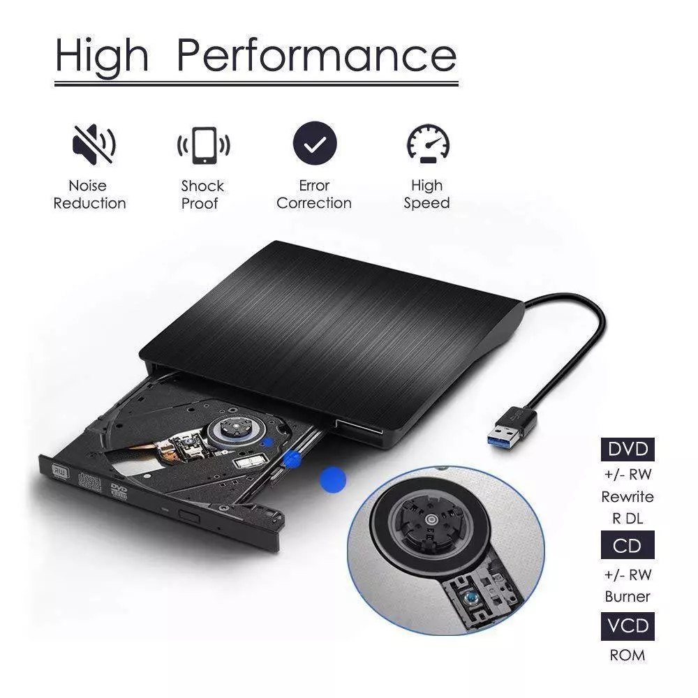 Ổ đĩa dvd gắn ngoài qua cổng USB 3.0 &amp; Type C tiện lợi dùng được cho laptop và máy bàn PC, không kén đĩa