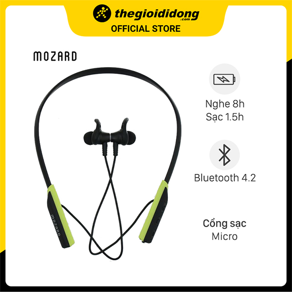 Tai nghe Bluetooth Mozard Flex4 Đen Xanh - Hàng Chính Hãng