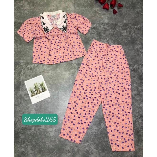 Set đồ nữ,đồ bộ ngủ mặc nhà vải lụa họa tiết hoa nhí siêu cưng.