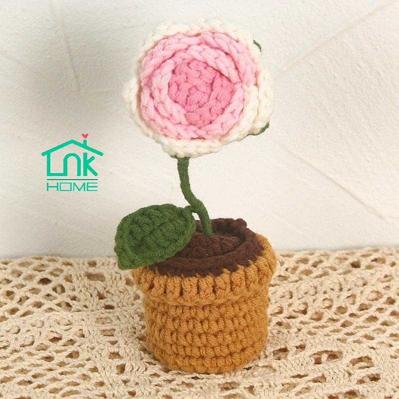 Chậu hoa đan len handmade mini