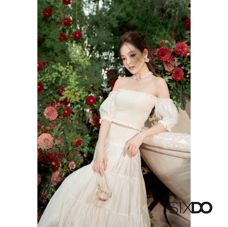 Áo bo chun trễ vai tay bồng thời trang SIXDO