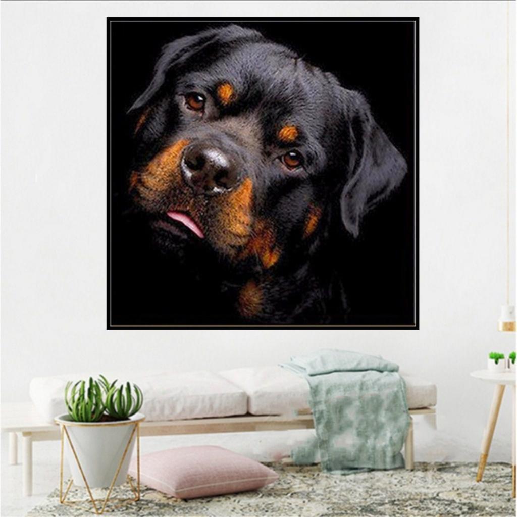 DIY Diamond Painting Kit Full Black Dog 5D Rhinestone Embroidery Home Decor