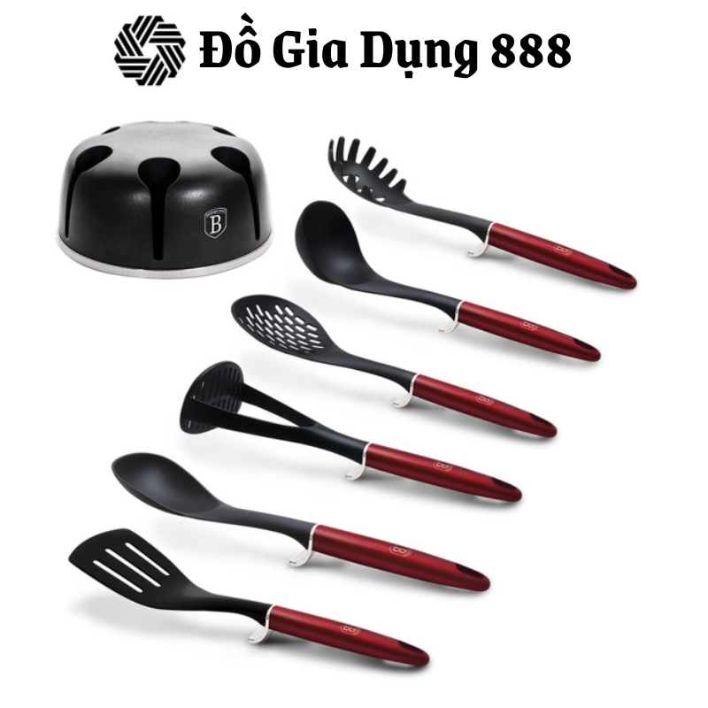 Bộ Dụng Cụ Nấu Ăn Berlinger Haus 7 Món, Đầu Silicone Dùng An Toàn Với Chảo Chống Dính, Nhập Đức