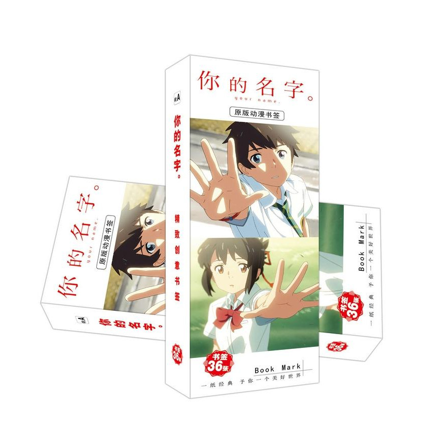 Bookmark anime Kimi no Na wa Your Name hộp ảnh 36 tấm đánh dấu trang in hình tặng thẻ Vcone