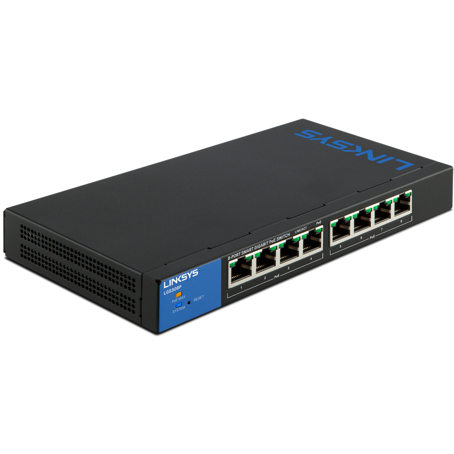 Switch Linksys LGS308P-AP Smart 8-Port Poe+ Business Gigabit - Hàng Chính Hãng