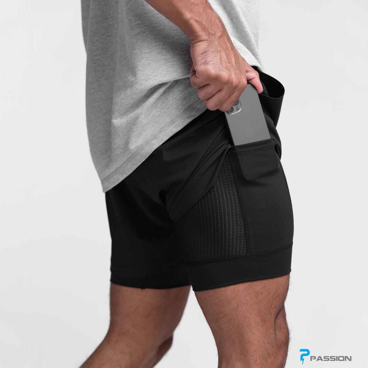 Quần short tập gym nam 2 lớp có túi trong Relentless Pursuit Z250 - L