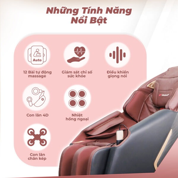 Ghế Massage Toàn Thân Lifesport LS-900, Ghế Massage Có 8 Chương Trình Massage Và 5 Bài Thủ Công Và 3 Bài Hỗ Trợ Giấc Ngủ