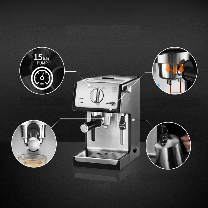 Máy pha cà phê  Espresso cao cấp thương hiệu Delonghi ECP36.31 công suất 1100 W - Hàng Nhập Khẩu