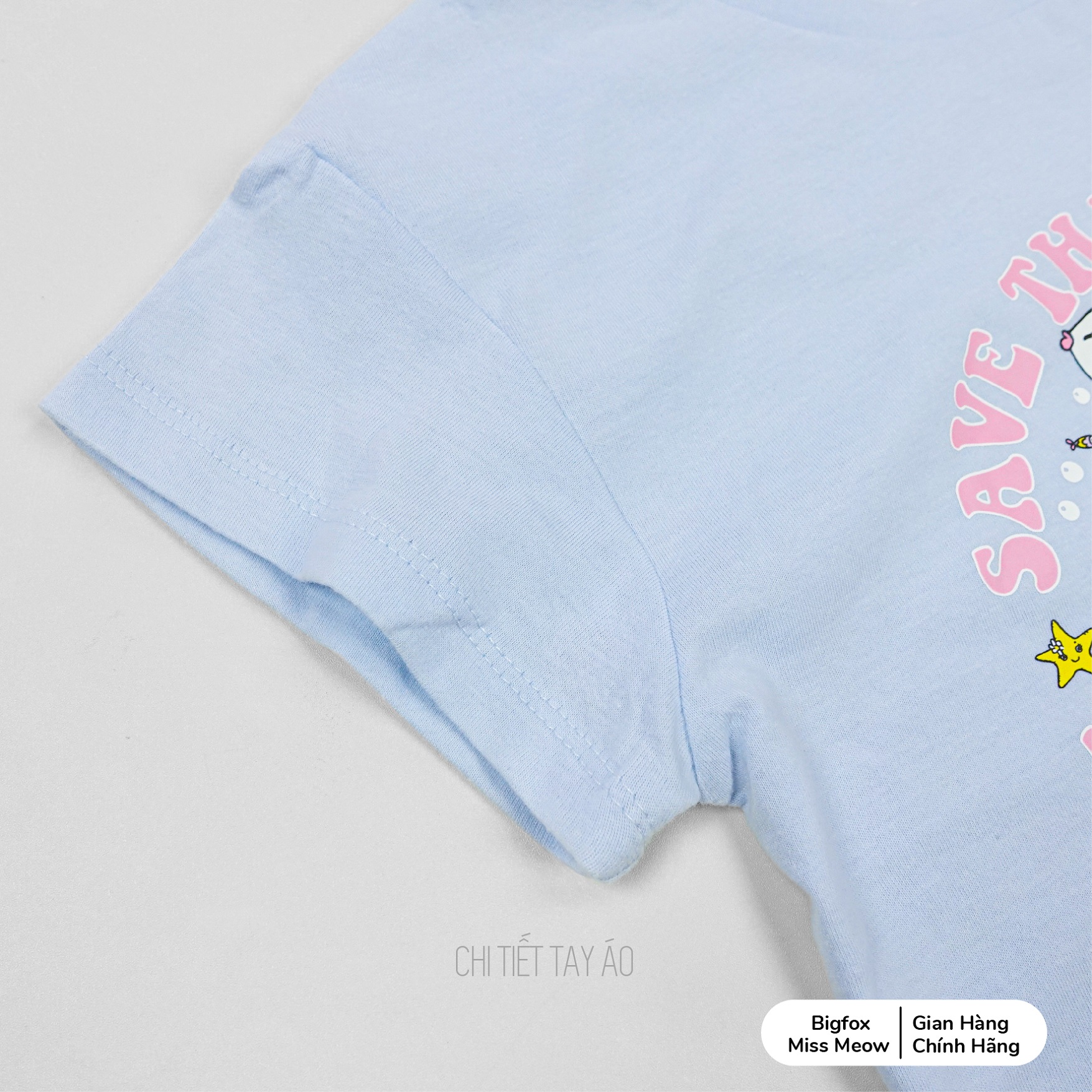 Bộ bé gái cộc tay Bigfox Miss Meow size đại mùa hè vải cotton cỡ 3,6,9,11 tuổi 30kg 40kg