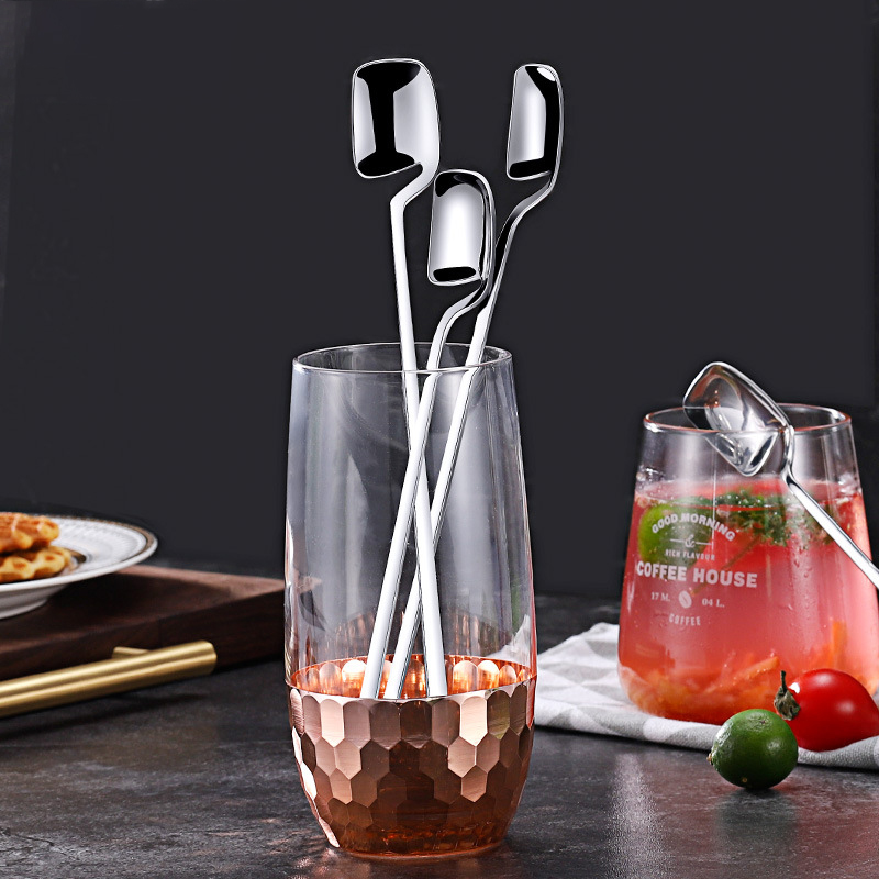 Muỗng Khuấy Cà Phê Cocktail Sáng Tạo Có Khe Tựa Nghiêng Vào Ly - INOX 304 - 2 Kích Cỡ