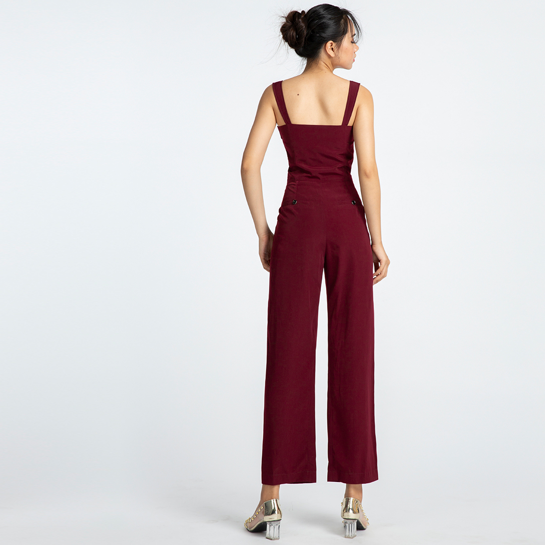 Jumpsuit Thời trang thiết kế Hity DRE096 Bộ Áo Liền Quần (Đỏ Auburn)