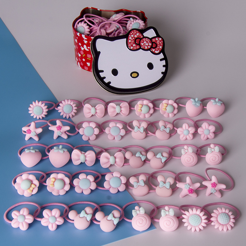 Hộp 40 Dây Cột Tóc Hello Kitty Cho Bé 