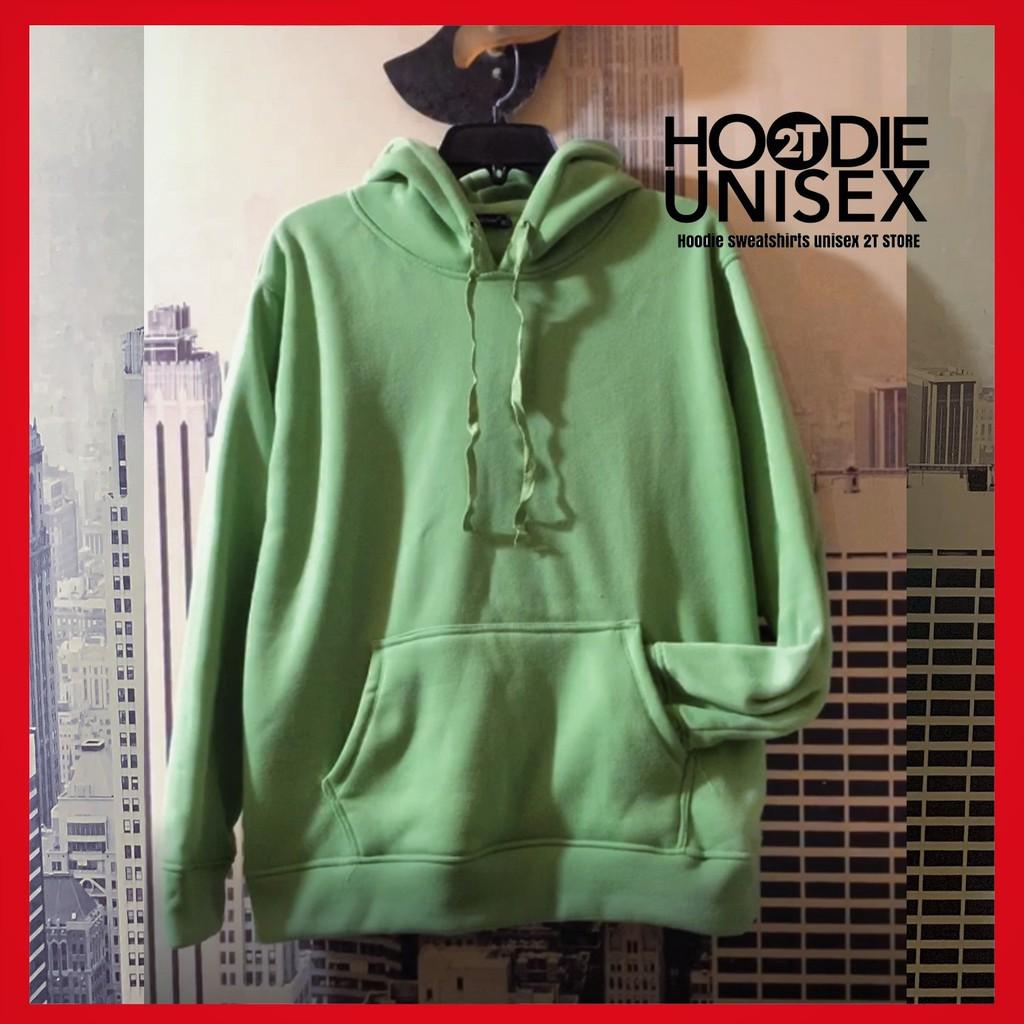 Áo hoodie unisex 2T Store H21 Xanh Mint Bạc Hà