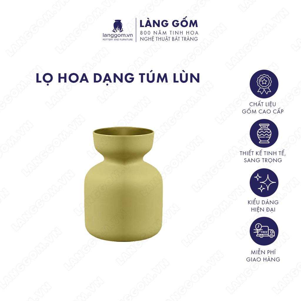 Bình hoa, lọ hoa Gốm sứ Bát Tràng cao cấp Men mát dạng túm lùn dùng làm quà tặng, trang trí - Làng Gốm Bát Tràng