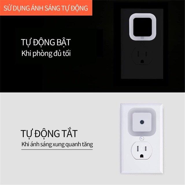 Đèn Ngủ LED Cảm Biến Thông Minh Tự Động Bật Tắt Hình Vuông