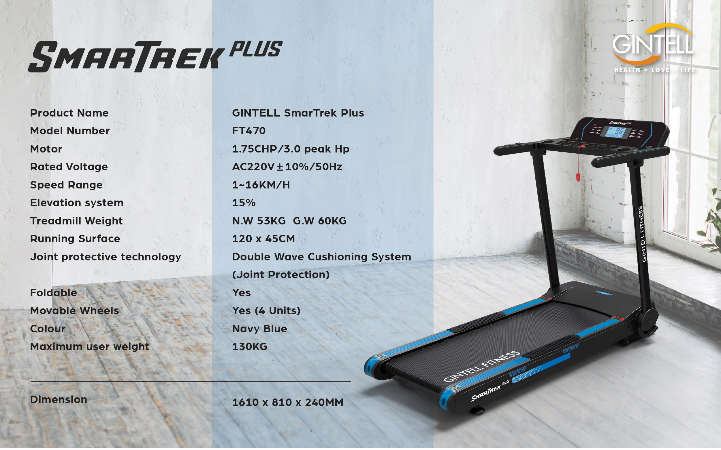 Máy chạy bộ GINTELL SmarTrek Plus