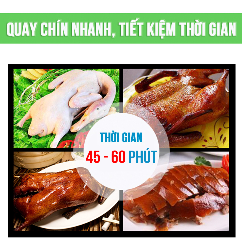 Lò Quay Gà Vịt Bằng Than Có Kính 90 NEWSUN - Hàng Chính Hãng