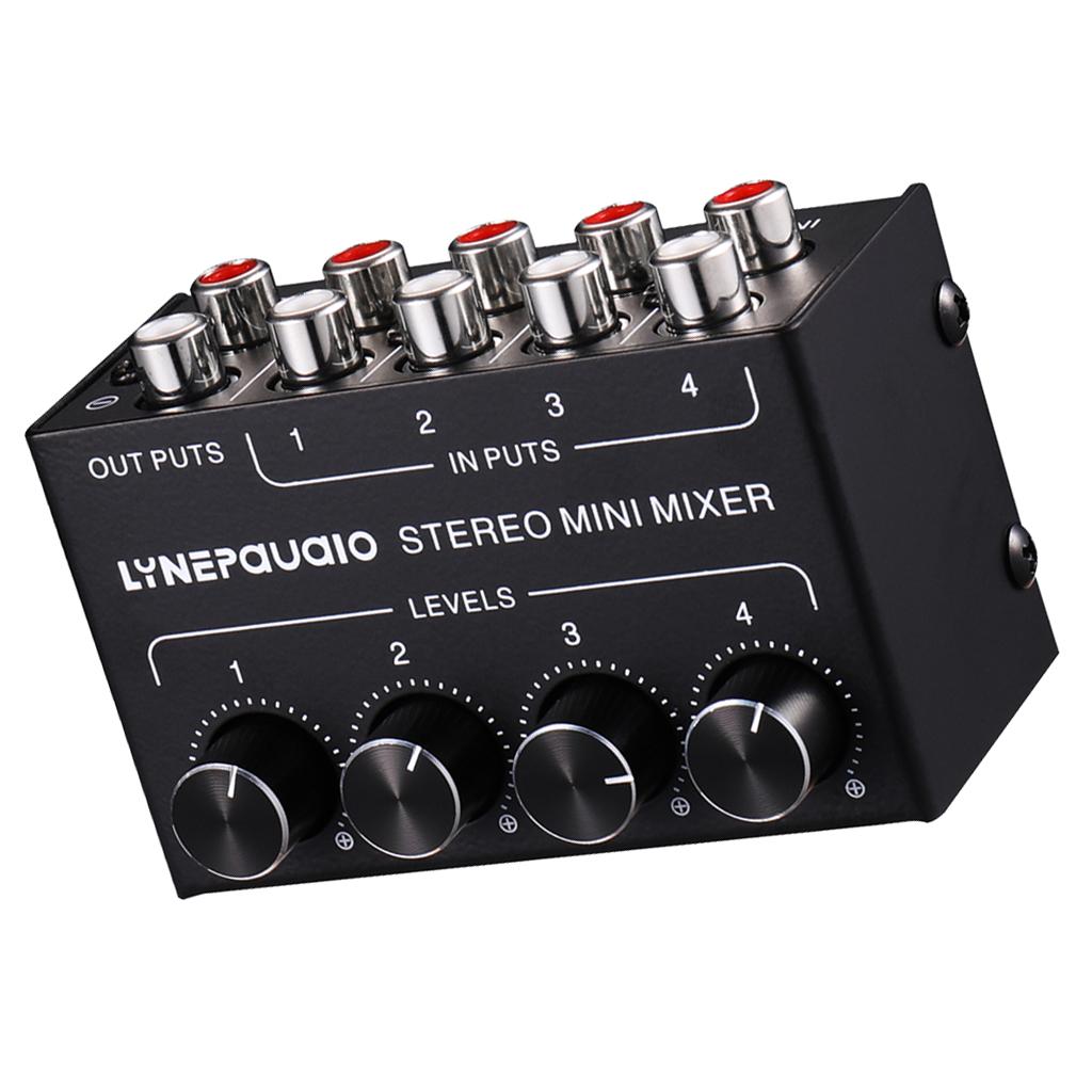 Mini Stereo Mixer 4 Channel Audio Mixes 4 in 1 Out for Desktop Laptop Phones