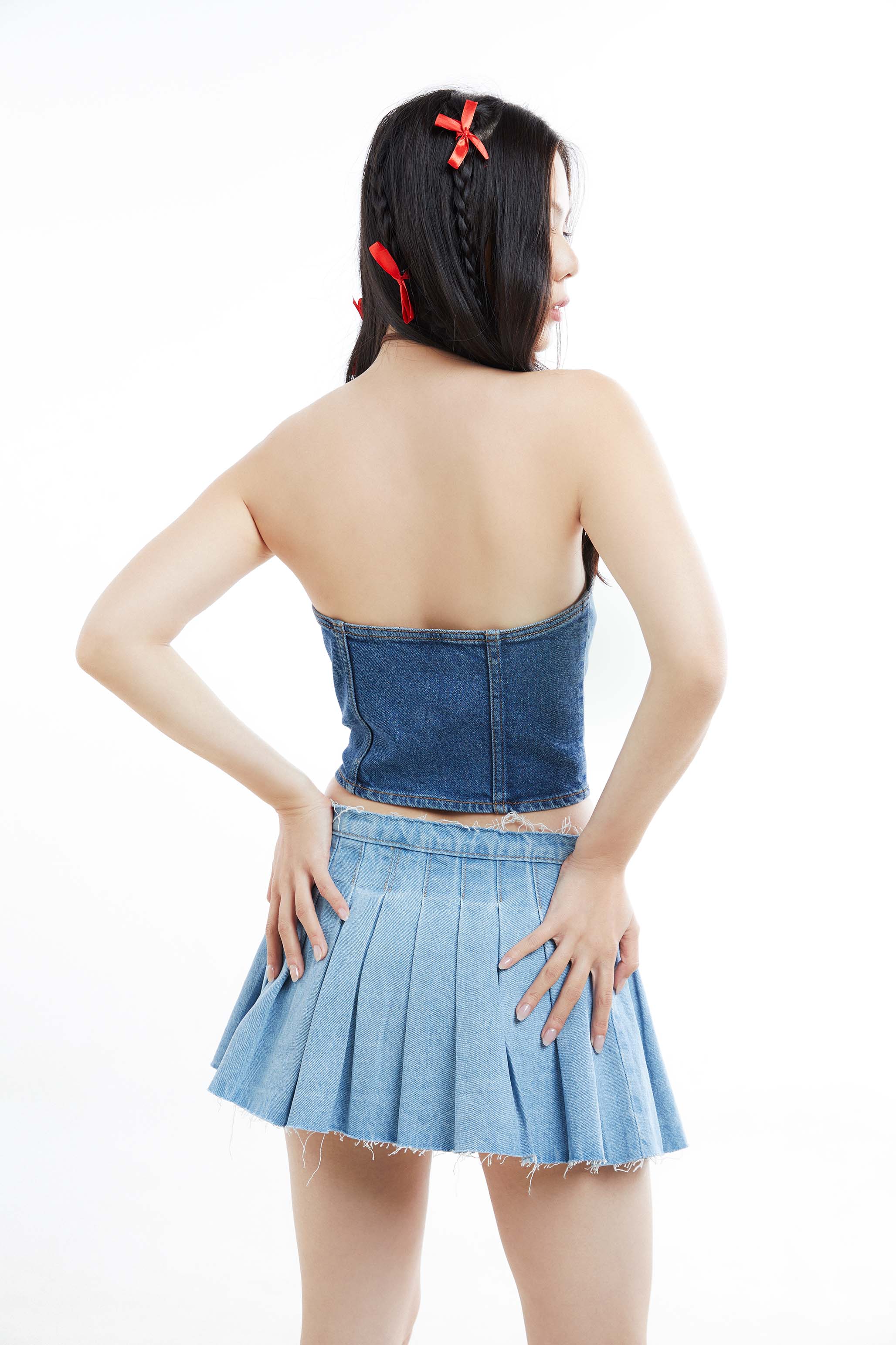 DOTTIE - Áo ống vải jeans T0647