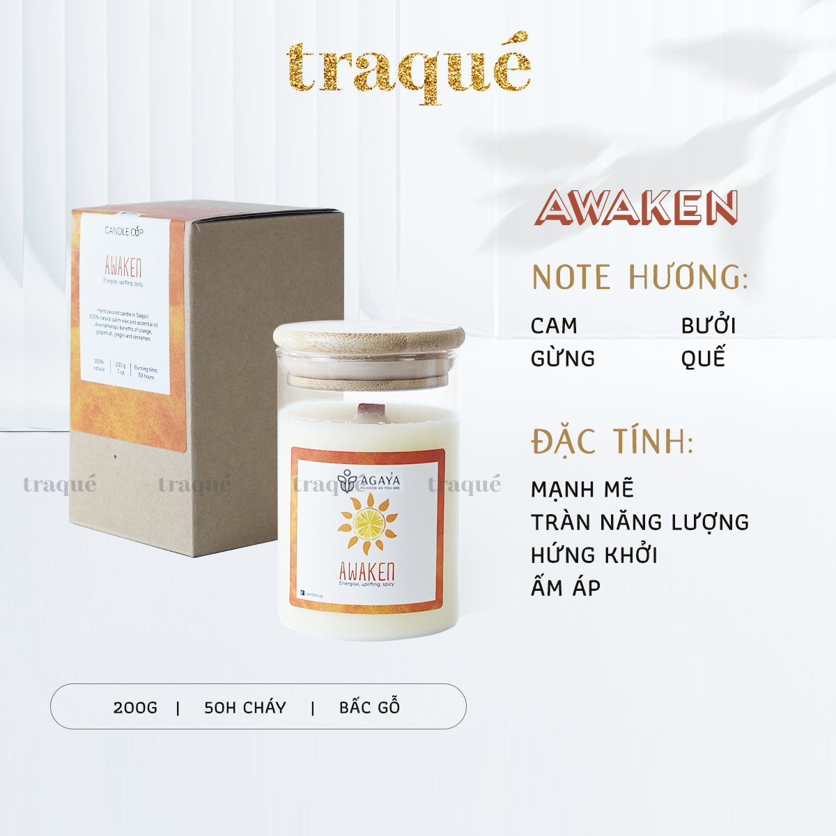 Nến thơm tinh dầu cao cấp không khói an toàn Candle Cup - AWAKEN - M - 200G