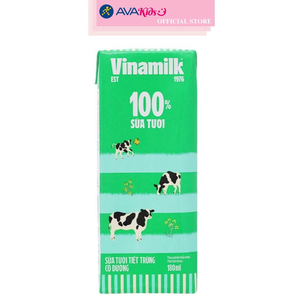 Lốc 4 hộp sữa tươi tiệt trùng Vinamilk có đường 180 ml (từ 1 tuổi)