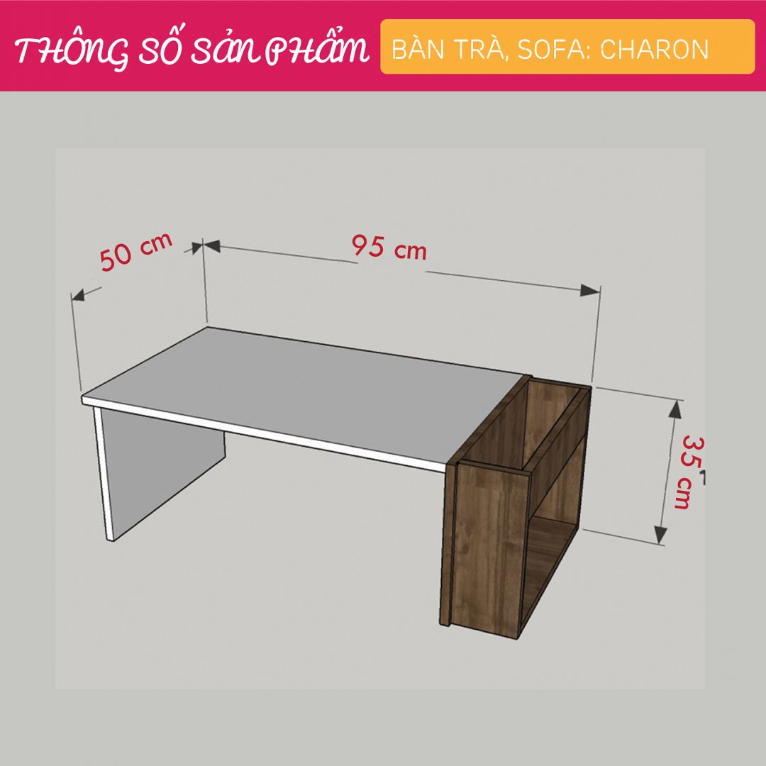 Bàn trà gỗ hiện đại SMLIFE Charon | Gỗ MDF dày 17mm chống ẩm | D95xR50xC35cm