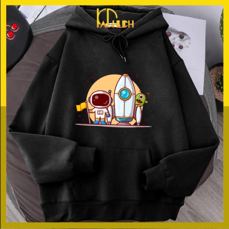 Áo hoodie in phi hành gia Ms01, size từ 40-70kg cho cả nam và nữ,chất liệu vải nỉ mềm mịn thích hợp mặc cặp có 12 màu