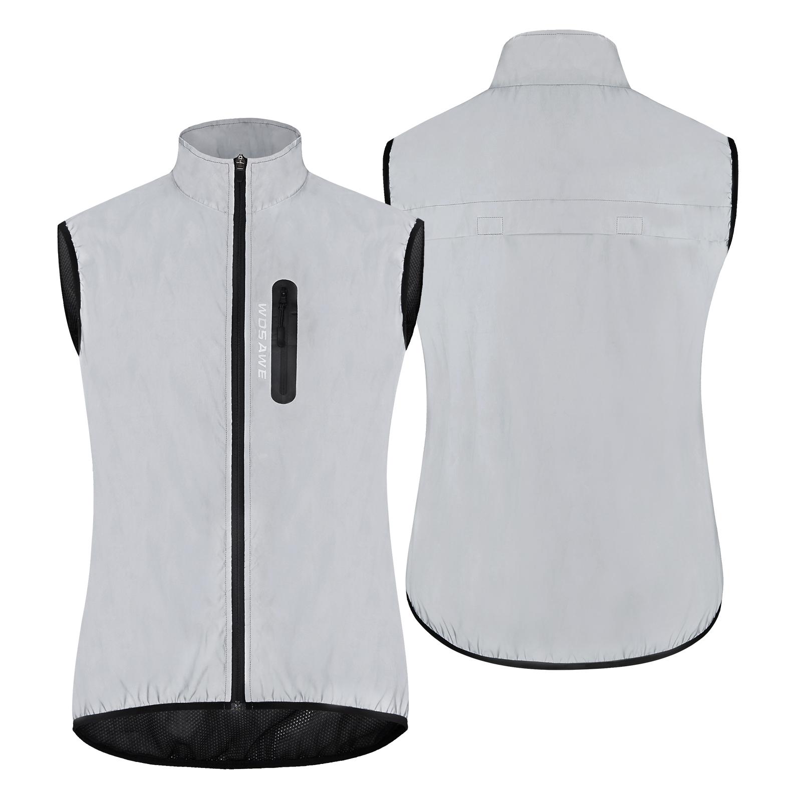 Áo khoác chống thấm nước, có phản quang, không có tay, đi xe đạp, chạy bộ, polyester chất lượng cao, chống gió