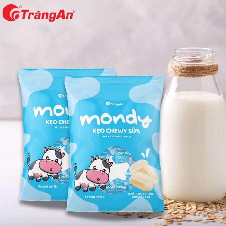 Combo 2 gói kẹo chewy sữa Mondy 250g, thương hiệu Tràng An, hạn sử dụng 12 tháng