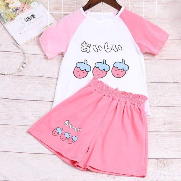 Bộ quần áo cho bé gái mùa hè chất cotton size 10-40kg Bộ cộc dâu tây