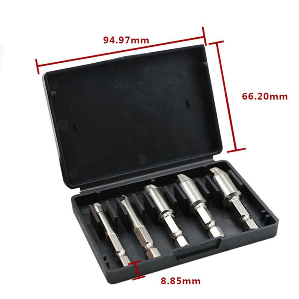5pcs Hex Shank 1/4 Inch 6.35mm HSS Stripped Screw Extractor Set with Storage Box