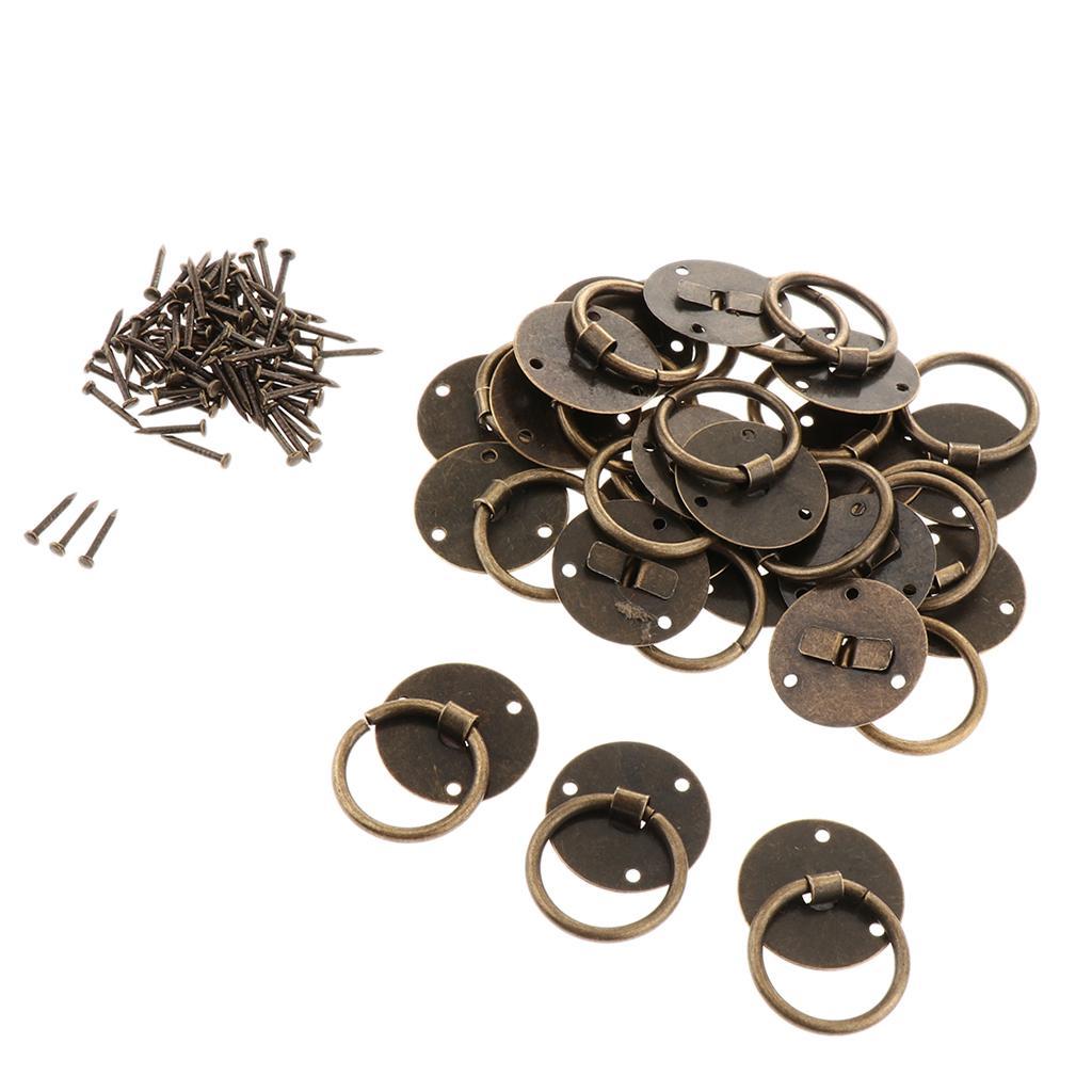 20Pcs Antique Pull Handle Knobs Cupboard Drawer Pull  Brass Material