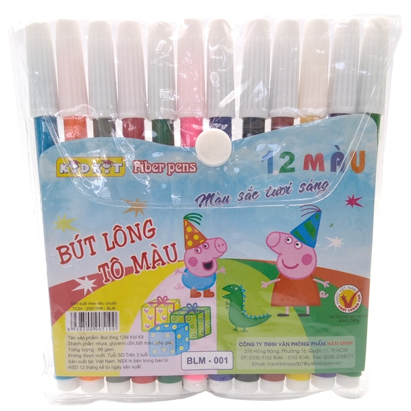 Viết Lông 12 Màu BLM-001 Kidkit - Mẩu 3 - Hình Heo Peppa