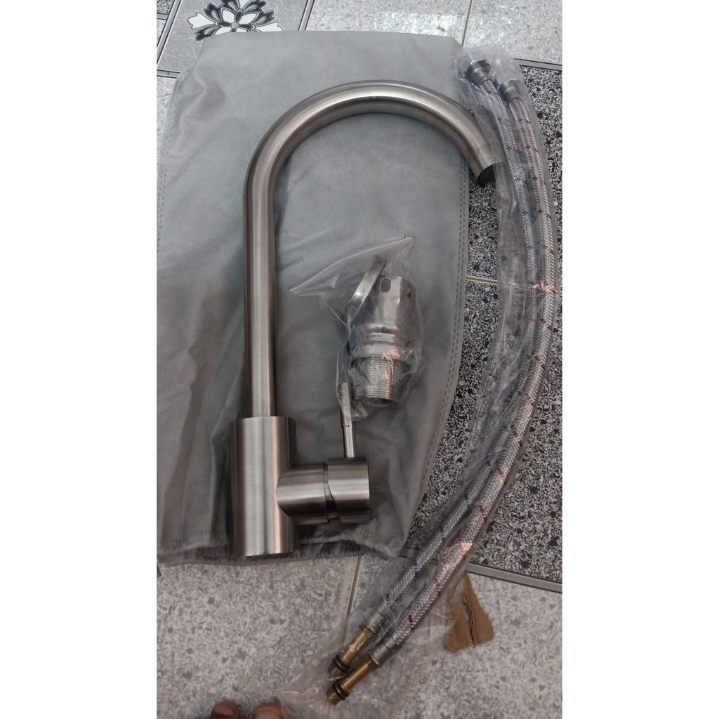 VÒI RỬA CHÉN NÓNG LẠNH KIỂU TRÒN ỐNG PHI 24 INOX SUS 304 VRC01