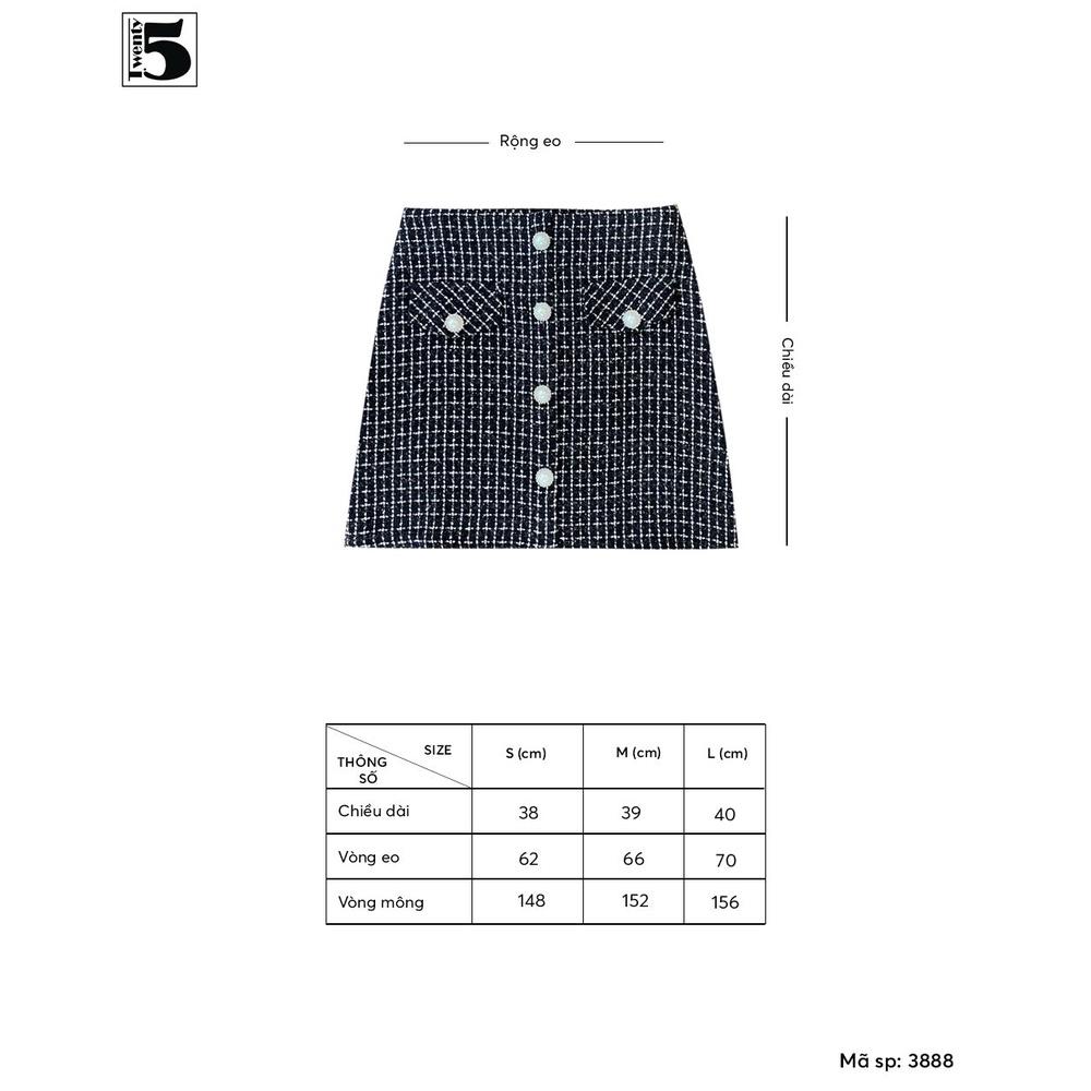 Chân váy dạ tweed chữ A cúc ngọc nắp túi giả Twentyfive 3888