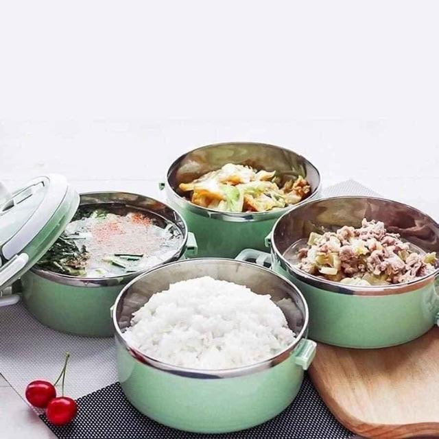 Hộp đựng cơm 4 tầng giữ nhiệt vượt trội kèm khoá chống tràn cao cấp - Cà men cơm dùng được trong lò vi sóng