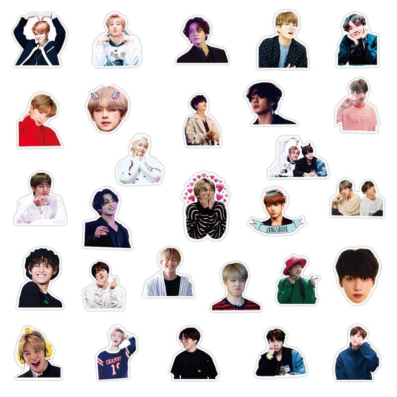 Sticker BTS Cắt Sẵn Hình Dán Trang Trí Mũ Bảo Hiểm Laptop Điện Thoại Ván Trượt Sổ tay Notebook