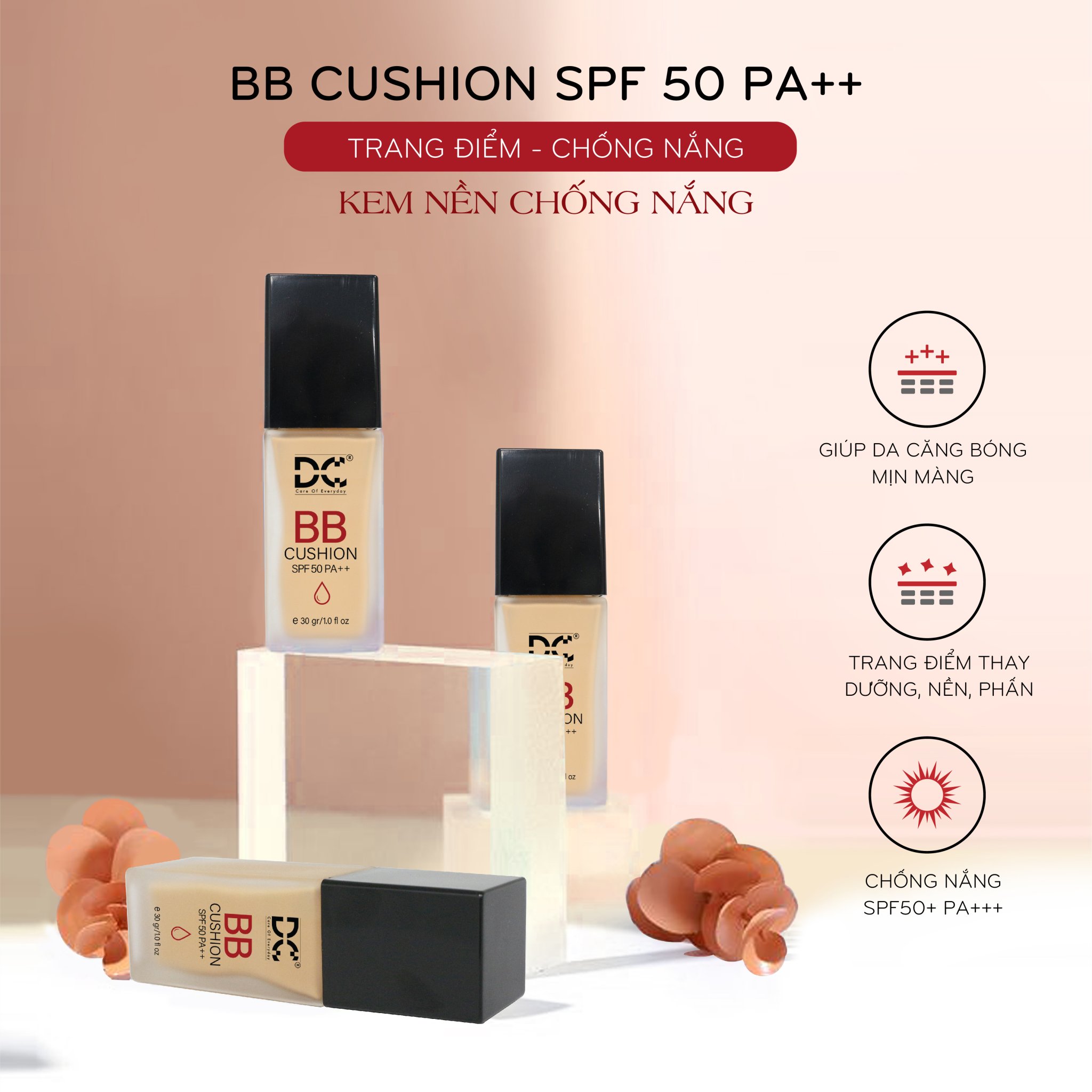 BB CUSHION, Kem Nền Chống Nắng , Trang Điểm 50ml