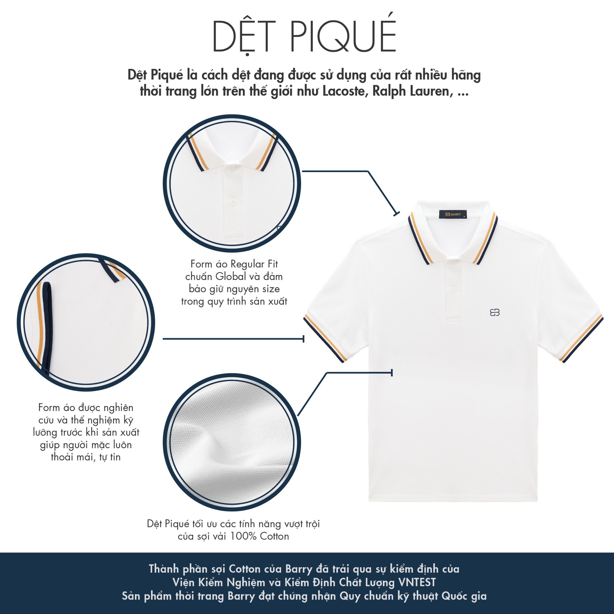 Áo Polo Nam Vải Cotton Cá Sấu Gai Cao Cấp BARRY - PM1233