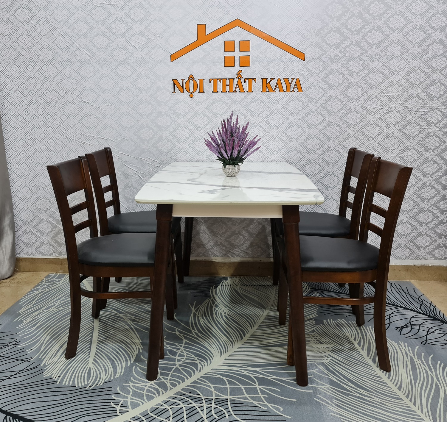 bàn ăn cabin giả đá 4 ghế