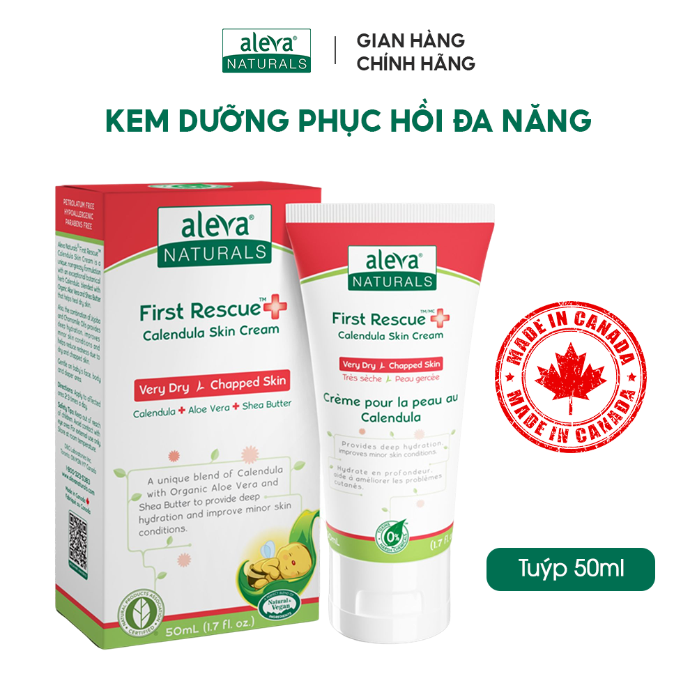 Kem dưỡng phục hồi da khô, nứt nẻ, cháy nắng và làm giảm ngứa ngáy, kích ứng da cho bé Aleva Naturals (tuýp 50ml)