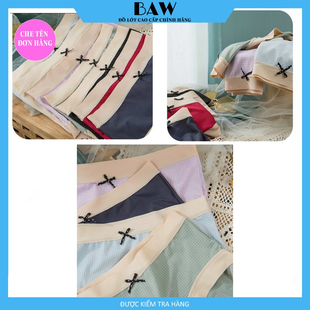Quần Lót Nữ, Bộ 5 Quần Lót Nữ Cotton Lụa Cao Cấp Mềm Mịn, Quần Lót Nữ Kháng Khuẩn, Quần Lót Nữ Co Dãn Tốt Thoáng Mát Thương Hiệu Baw Mã QLN2611