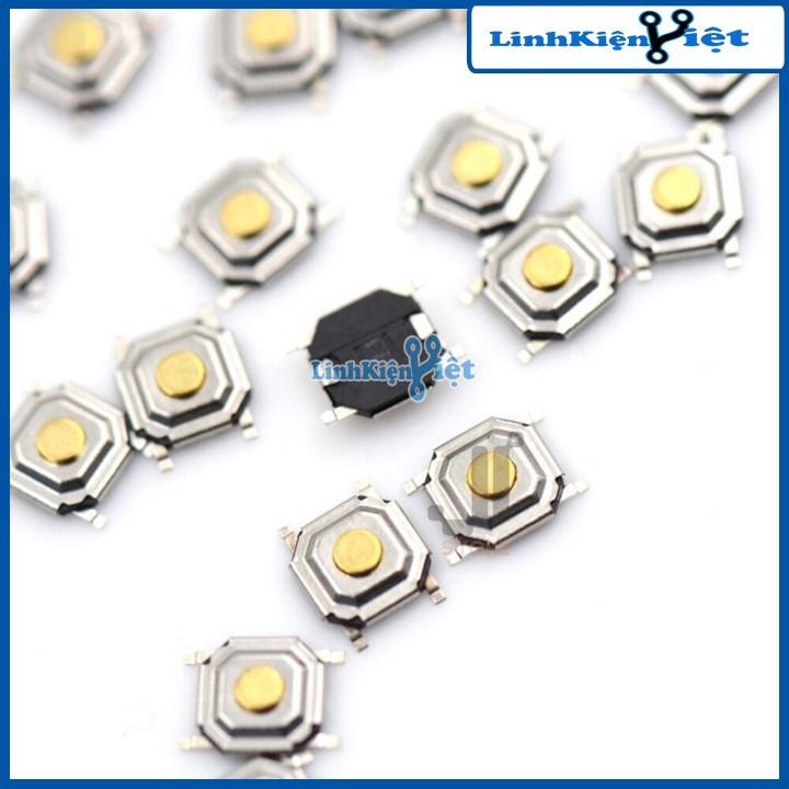 Nút nhấn 4 chân SMD 4x4x1.5 đầu đồng chống nước