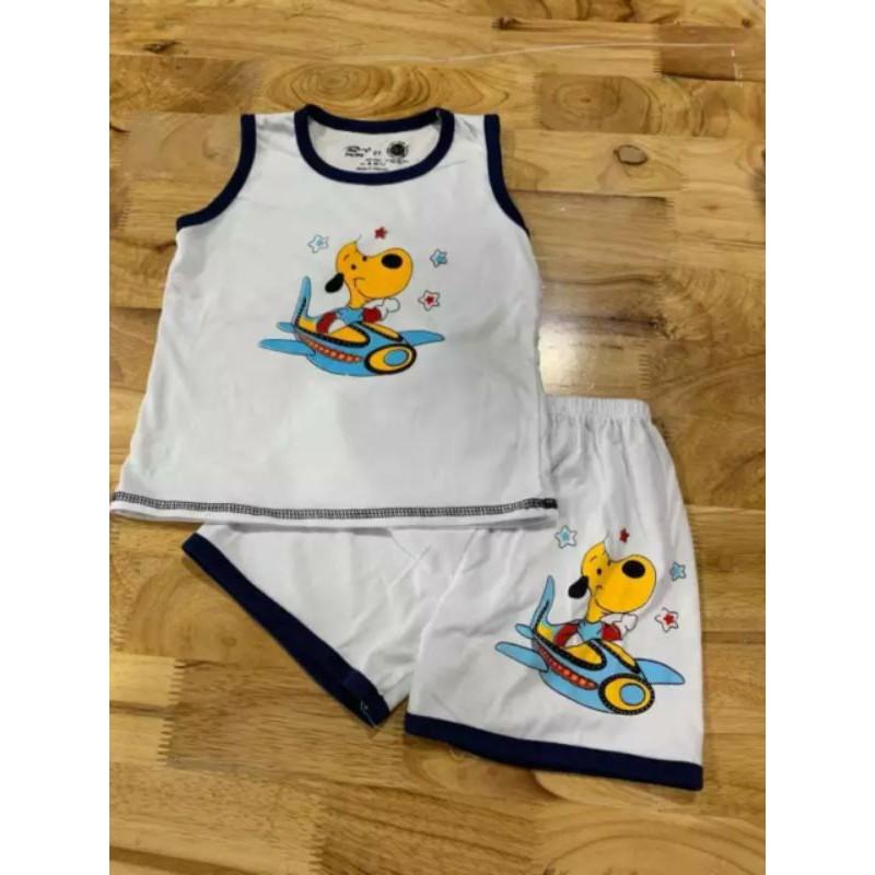 Sét 3 bộ thun cotton sát nách size 4kg đến 45kg.Màu ngẫu nhiên